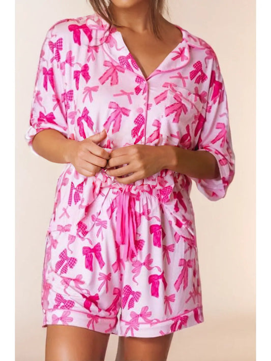 Bow Print  Pajamas Set